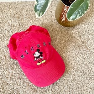 Disney Mickey Embroidered Red Vintage Style Dad Ball Cap Hat